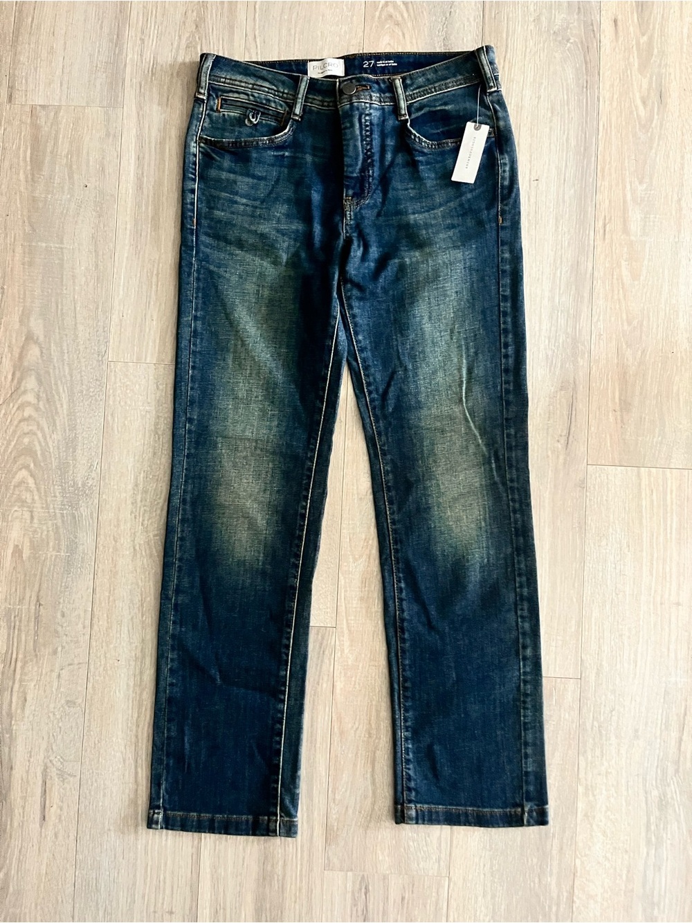 NWT Anthropologie Pilcro Straight Leg Mid-Rise Jeans in Dark Blue Wash - Size 27